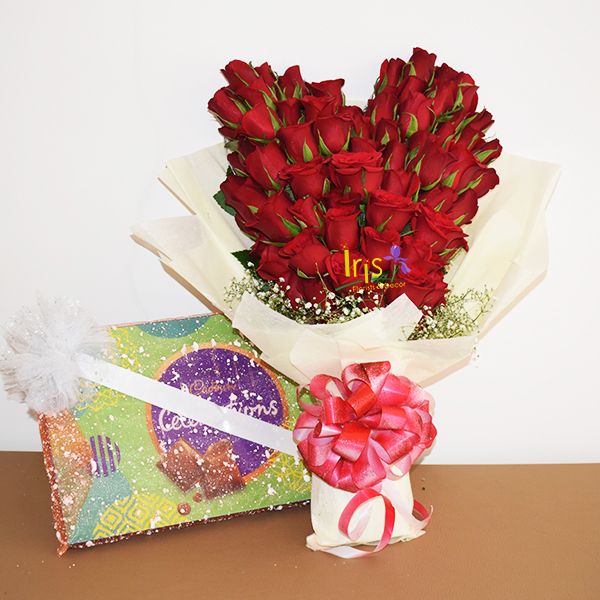 Red Rose With Beautiful Wrapping And Celebration - Iris Florists ...